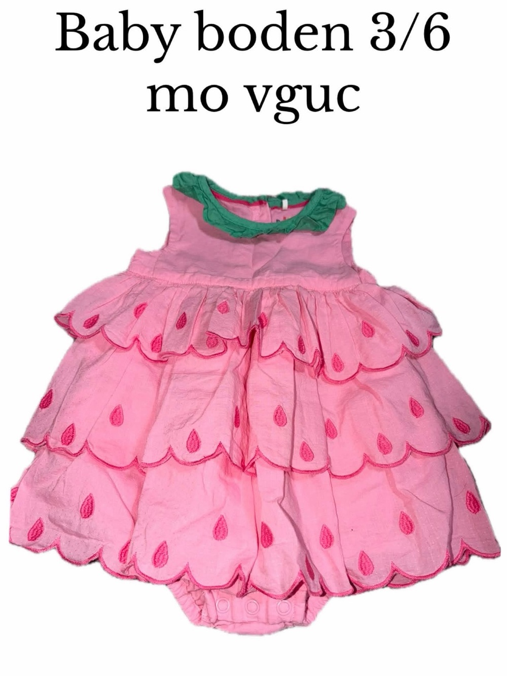Baby boden 3-6 month strawberry dress romper